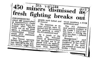 Mining Strikes & Disturbances 1987 - 1990