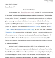 Biography of Dorothy Nyembe by Thomas Boatman