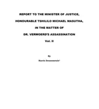 Report to the Minister of Justice, Honourable Tshililo Michael Masutha, in the Matter of Dr. Vervoerd's Assassination by Harris Dousemetzis 