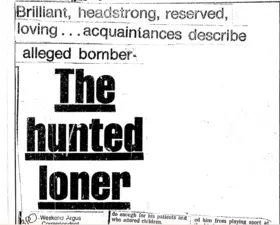 The hunted loner, Weekend Argus, 19 March 1988