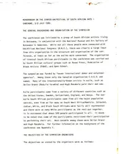 Memorandum of the Symposium/Festival of South African Arts - Gaborone, 5-9 July 1982