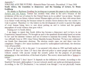 Appendix 7 South Africa, the transition to democracy and the banning of torture, by Denis Goldberg
