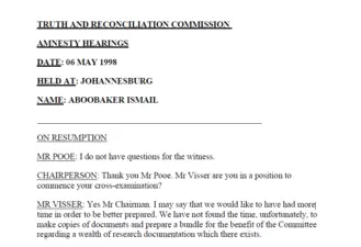 Amnesty hearing, Aboobaker Ismail, 6 May 1998