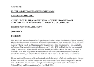 Helene Pastoors TRC Amnesty Decision, 24 January 2001