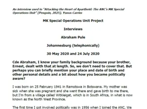 Interview with Abraham Pule, 30 May 2020 and 24 July 2020