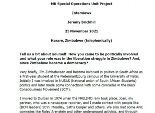 Interview with Jeremy Brickhill, 25 November 2021