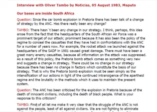 Interview with Oliver Tambo by Noticias, 05 August 1983