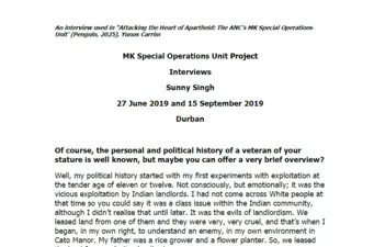 Interview with Sunny Singh, 27 June 2019 and 15 September 2019