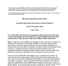 MK Special Operations Unit Project Interviews, Guido Van Hecken and Nora Bogaert, 6 and 7 December 2018, Cape Town