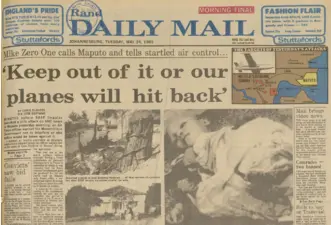 SA Air Force operation, Keep out of it or our planes will hit back, by Chris Olckers and Jose Caetano, Rand Daily Mail, 24 May 1983