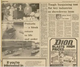 SA Air Force operation, Pretoria - a bleak return to life and order, Rand Daily Mail,  23 May 1983