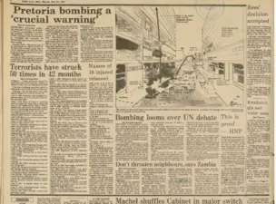 SA Air Force operation, Pretoria bombing a 'crucial warning', Rand Daily Mail,  23 May 1983