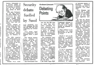 Security debate fuelled by Sasol, Graham Linscott, The Star, 3 June 1980