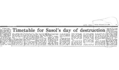 Timetable for Sasol's day of destruction, The Star, 4 June 1980