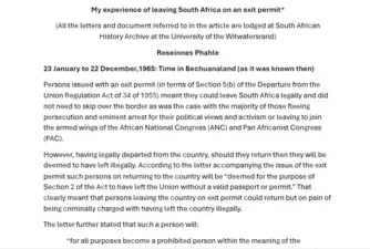 My experience of leaving South Africa on an exit permit by Roseinnes Phahle