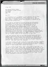 Omar Badsha Letter to Minister Botha, 5 May 1986