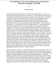 “We Shall Resist” - The Role of Indian Women in the Passive Resistance Campaign 1946-1948  by Kalpana Hiralal