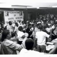 Circa 1980s: Shop stewards at a Fosatu congress. (Photograph courtesy of Wits Historical Papers)