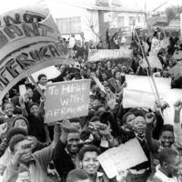 Students protest against using Afrikaans as a medium of instruction at their schools. - 16 June 1976 