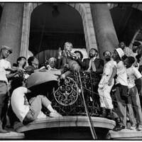 Mandela delivers his first speech at the Grand Parade