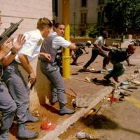 Police take cover