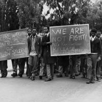 Students appeal for the release of their fellow students who were arrested in Cape Town in the wake of the 16 June 1976 protests